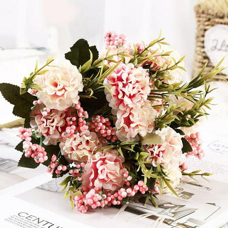 Artificial Hydrangea Bouquet Rose Silk Flowers Home Wedding Bridal Party Decor 